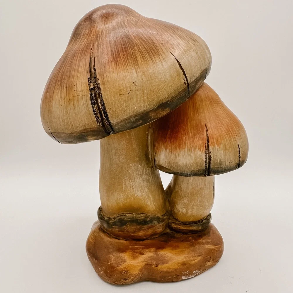 VINTAGE Faux Wood Mushroom Decor | Trending Earthy Interior Tabletop Shelf